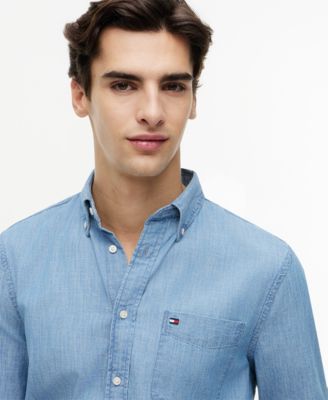 Men's Regular-Fit Chambray Pocket Shirt