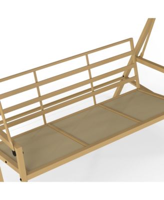 3-Seat Porch Swing with Canopy & Removable Cushions,