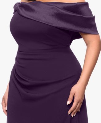 Plus Size Ruched Off-the-Shoulder Ball Gown