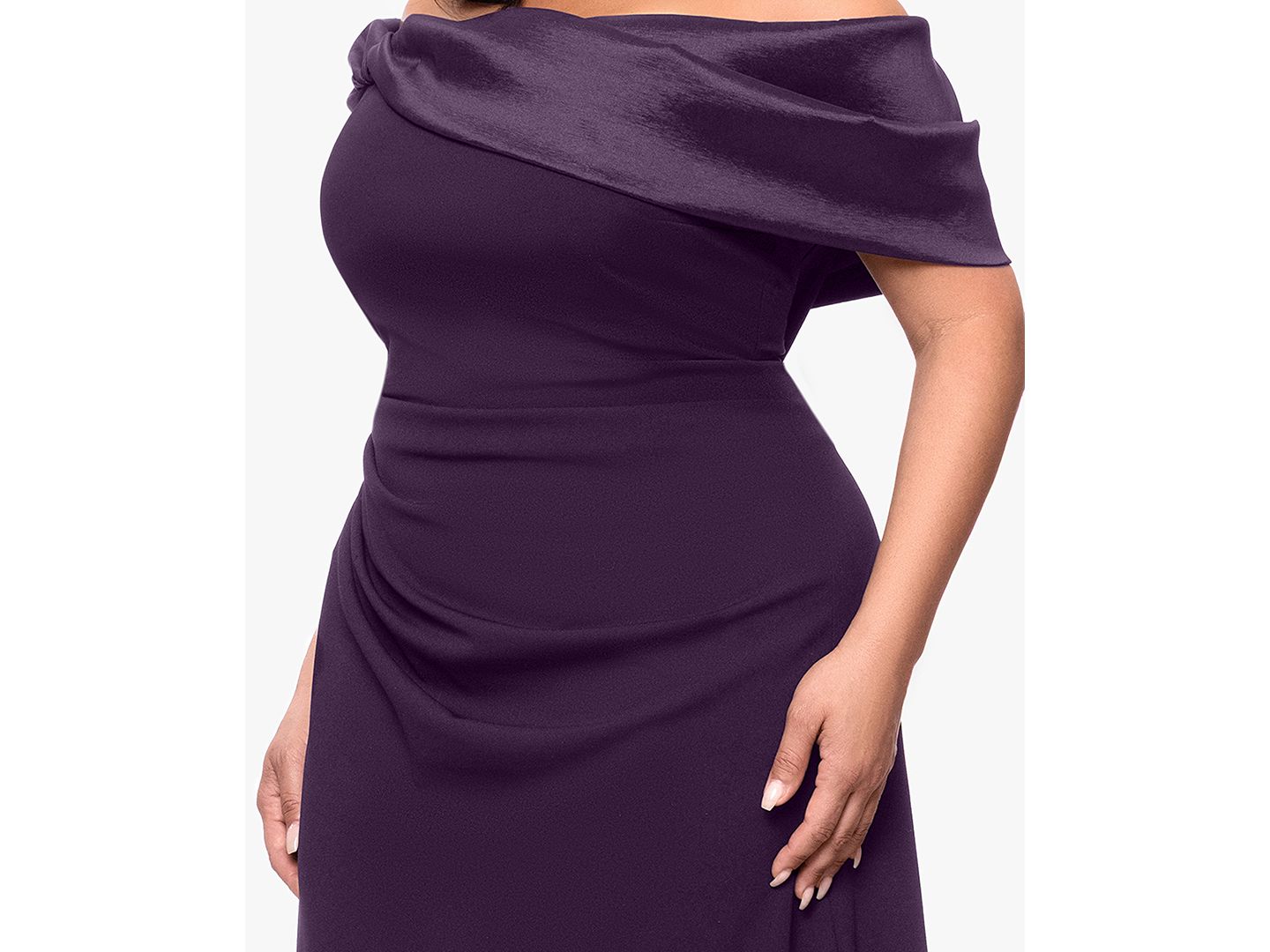 Женские платья Betsy & Adam Plus Size Ruched Off-the-Shoulder Ball Gown, цвет: Шелковичный — фото 3