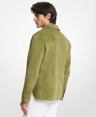 Men's Long-Sleeve Button-Front Suede Shirt-Jacket