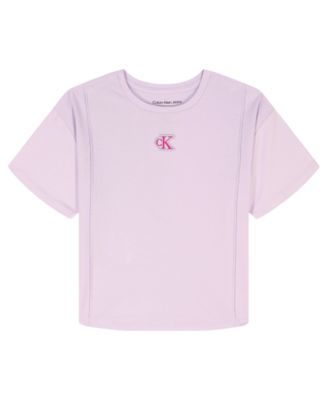 Girls' 7-16 CK Logo Pintuck Short-Sleeve T-Shirt