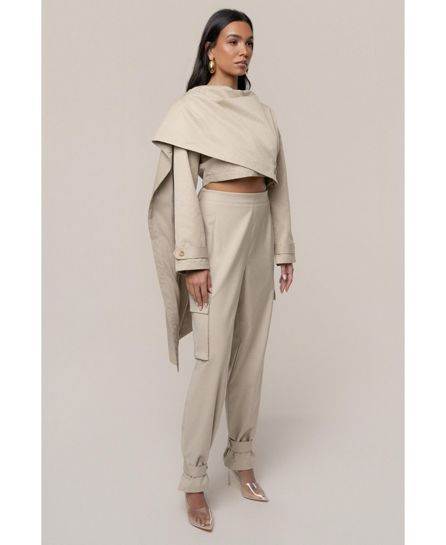 Женские брюки JLUXLABEL Autumn Flow Cargo, цвет: Бежевый — фото 5