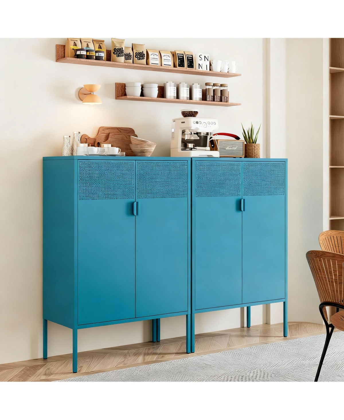 Yigii Metal Storage Cabinet with Adjustable Shelves and Mesh Doors