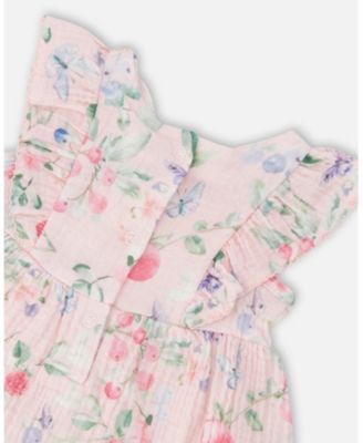 Baby Girls Cotton Muslin Tunic and Rib Jersey Leggings Set Printed Berries and Lilac