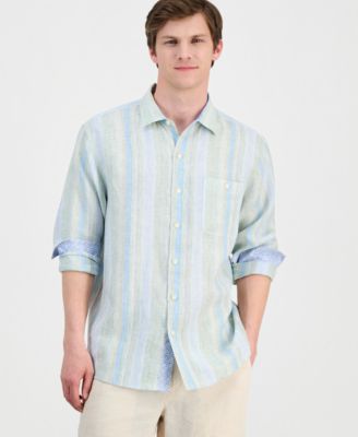 Men's Delgada Stripe Linen Button Shirt