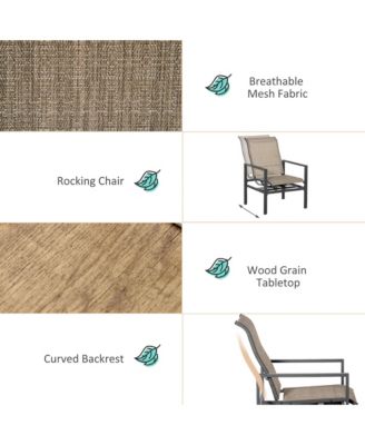 5 Piece Outdoor Dining Set, Ice Bucket Table, Rocking Chairs,