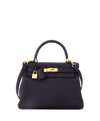 Kelly 28 Handbag Black Togo with Gold Hardware