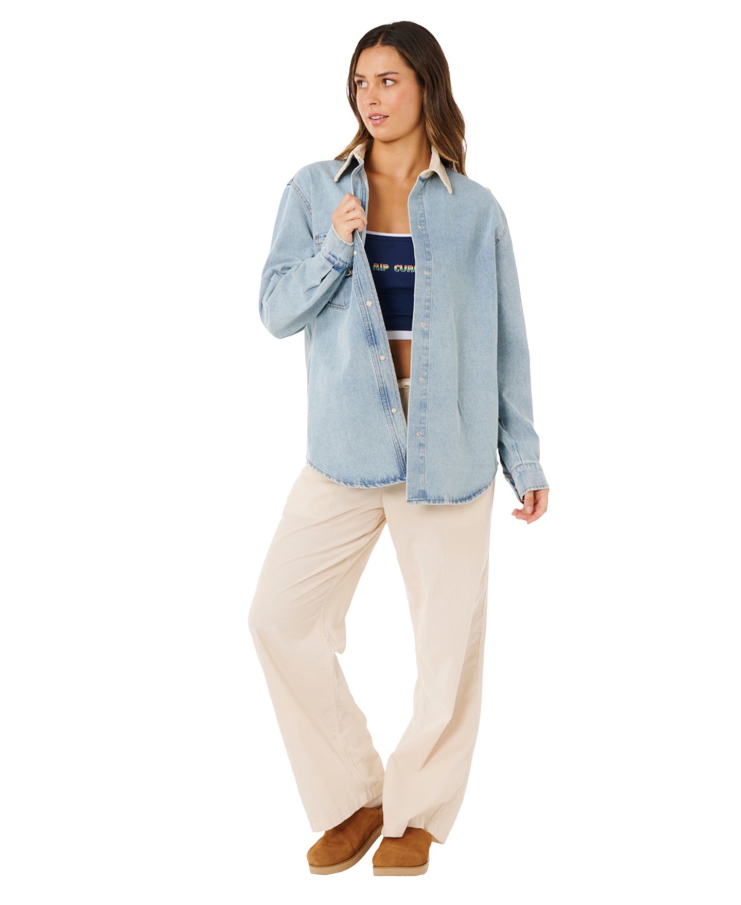 Женская куртка Rip Curl Surf Side Relaxed Collared Denim Jacket — фото 1