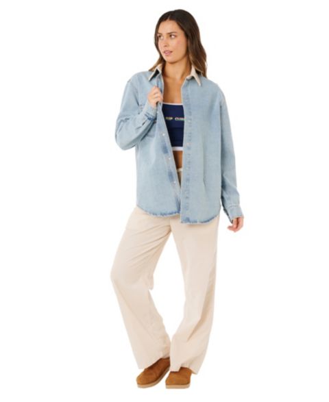 Женские куртки Rip Curl Women's Surf Side Relaxed Collared Denim Jacket