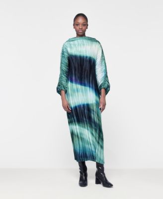 Women's Printed Plisse Batwing Dress