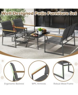 8-Piece Patio Furniture Set Outdoor Conversation Set w/ Padded Fabric Seats