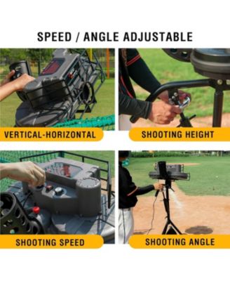 High Speed Dual Wheel Baseball Pitching Machine with 30 to 95 MPH Adjustable Speed,Multi Pitch Capability with Tripod Base  Training Balls