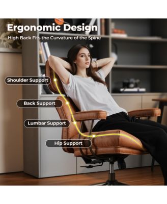 Ergonomic Swivel Office Chair, Extra Wide Comfy Desk Chair with Lumbar Support, Height Adjustable Modern Executive Computer Chair