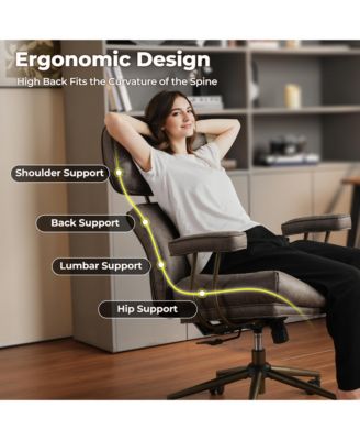 Ergonomic Swivel Office Chair, Extra Wide Comfy Desk Chair with Lumbar Support, Height Adjustable Modern Executive Computer Chair