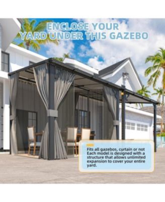 8'x8' Wall Gazebo with Curtains and Mosquito Netting