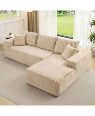Boneless Sectional Cloud Couches for Living Room L-Shape Corduroy Cloud Sectional Couch with Chaise Modern Modular Sectional Sofa