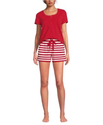 Women's Knit 2 Piece Pajama Set - Short Sleeve Top and Shorts