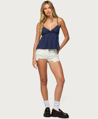 Women's Belen Polka Dot Lacey Babydoll Top