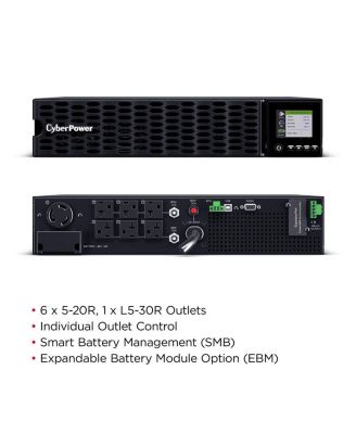 OL3KRTHD 3000VA/2700W Smart App Online Sine Wave LCD Rack/Tower Convertible UPS System, Black