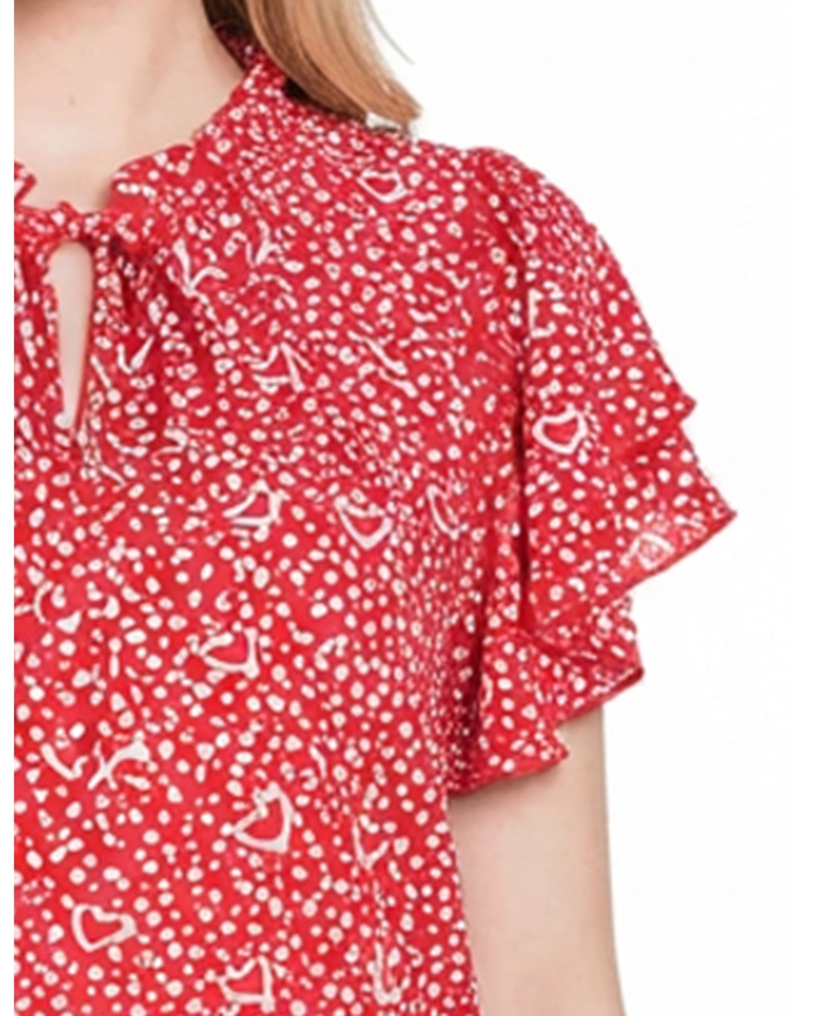 Ny Collection Petite Double Flutter Sleeve Blouse