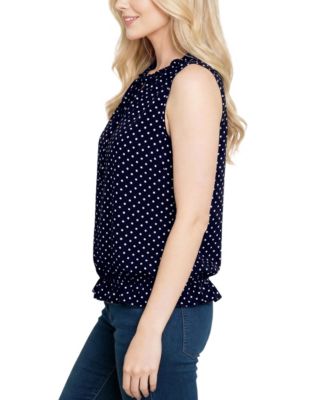 Petite Sleeveless Ruffle Flounced Blouse
