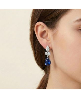 Dazzling White Gold Plated Pear & Oval CZ Drop Earrings