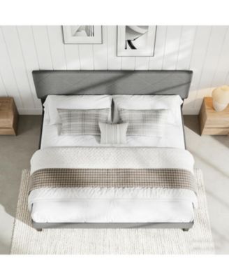 Queen Bed Frame with Upholstered Headboard, Wooden Slats, Easy Assembly, Noise Free