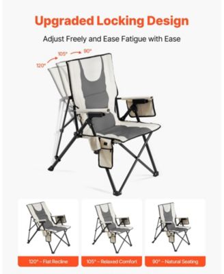 Heated Camping Chair, High Back Folding Chair with 3 Heat Settings, Padded Seat, Armrests & Cupholder, 260 lb Capacity
