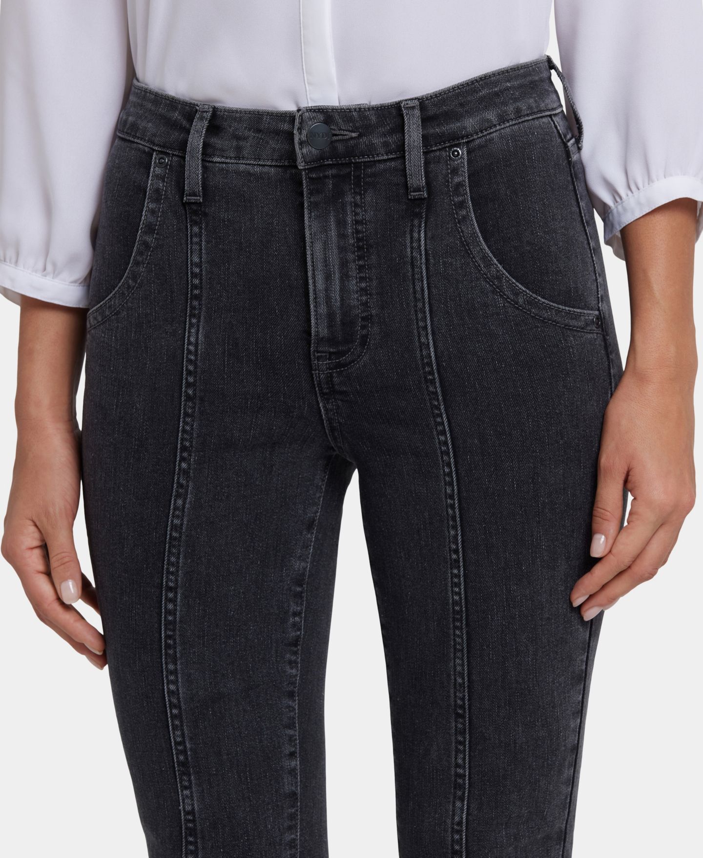 Женские джинсы NYDJ Petite High-Rise Billie Mini Bootcut, цвет: Сланцевый каменный — фото 3