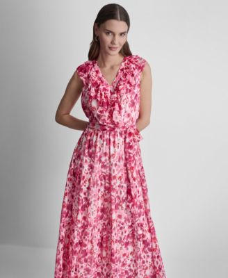 Women's Sleeveless Ruffle V-Neck Dress