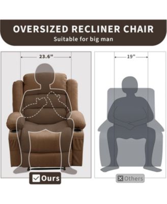 Recliner Chair, Comfy Overstuffed Chair with 3 Reclining Positions, 2 Side Pockets, 2 Front Pockets, Cup Holder
