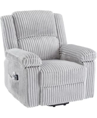 Corduroy Recliner Chair, Manual Recliner Sofa with Handle, Pillow Top Arms, Thick Padding, Side Pocket