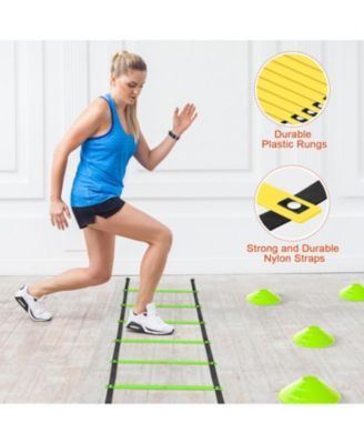 20ft Agility Ladder Training Set with 12 Cones, 4 Hurdles, Jump Rope & Parachute for Soccer, Basketball, Football – Kids to Adults