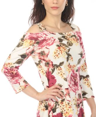 Women's Cold Shoulder 3/4 Sleeve Dress