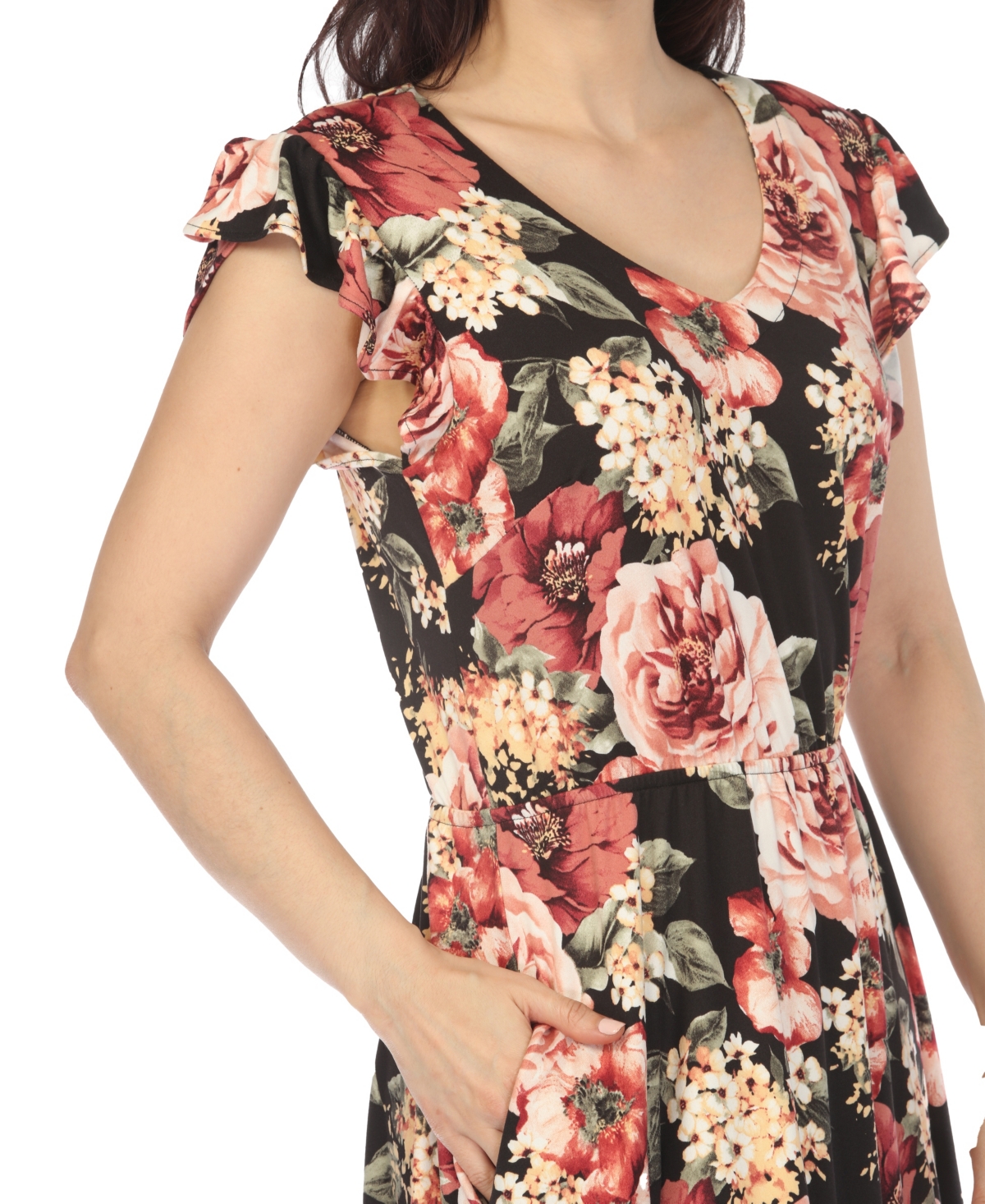 White Mark Women's V-Neck Empire Dress