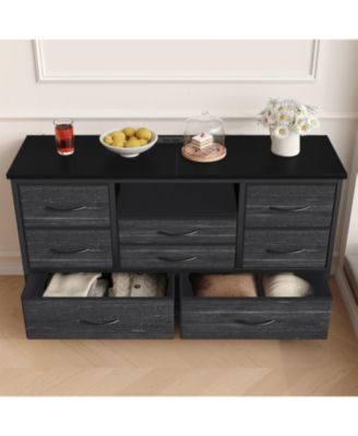 47" 8-Drawer TV Stand, LED Media Console with Power Outlet for Bedroom & Living Room