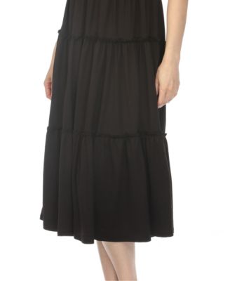 Women's Square Neck Short-Sleeve Tiered Dress