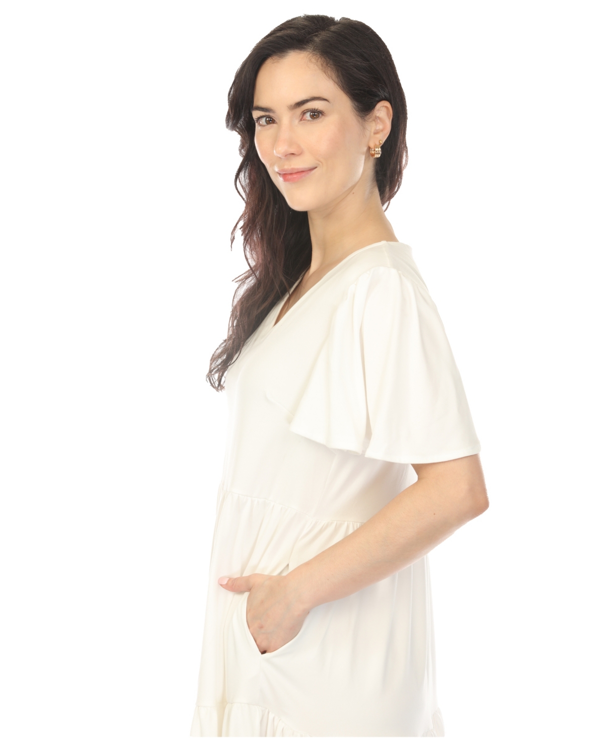 White Mark Women's V-Neck Short Sleeve Dress