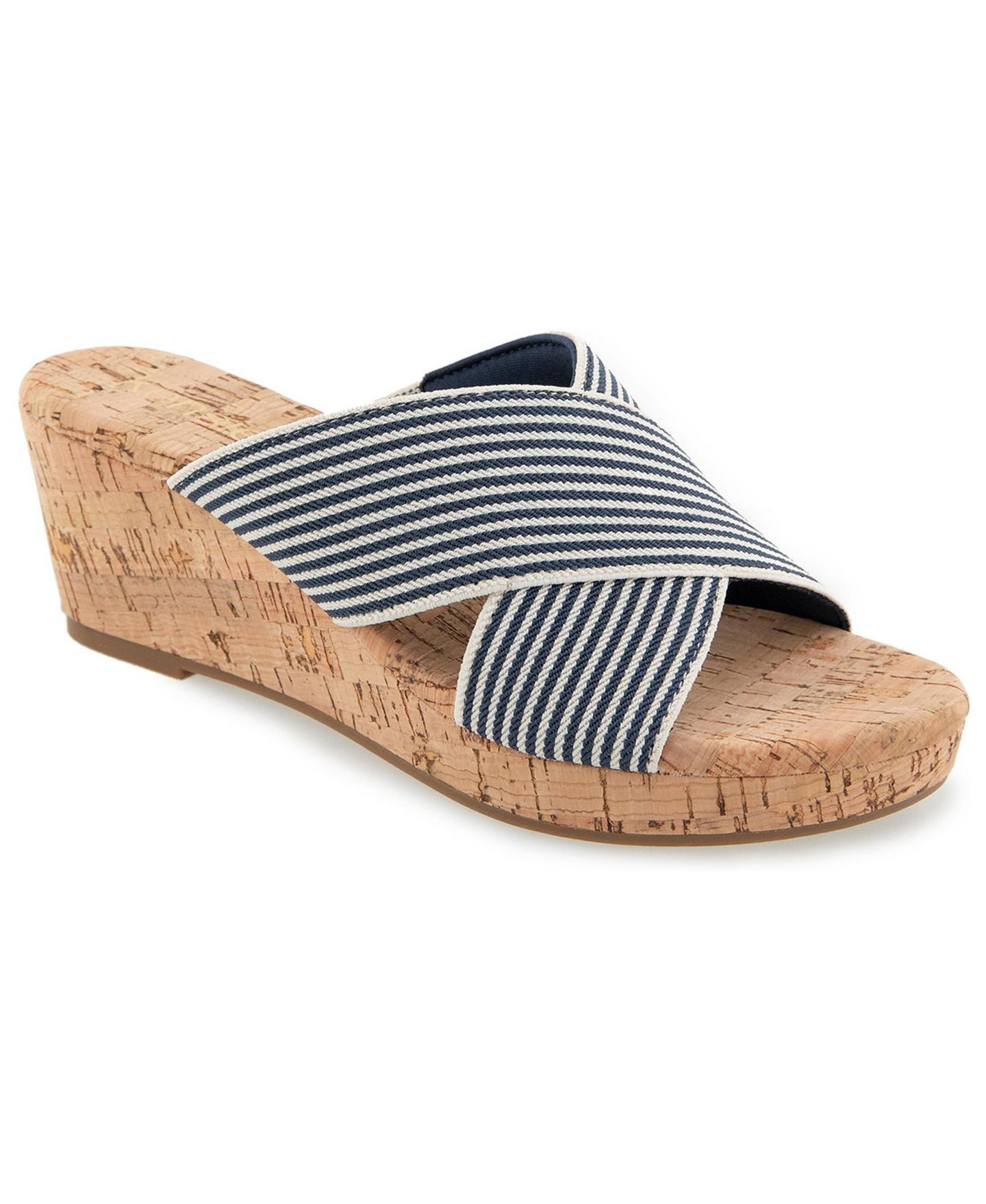 Женские сандалии Kensie Jule Wedge Sandal, цвет: Тёмно-синий полосатый — фото 1