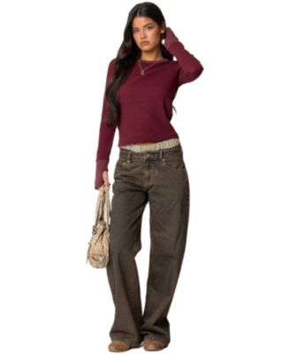 Women's Waffle Long Sleeve T Shirt