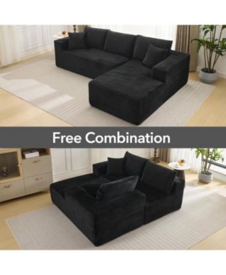 108'' Boneless Sectional Cloud Couches for Living Room L-Shape Corduroy Cloud Sectional Couch with Chaise Modern Modular Sectional Sofa