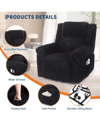 Power Lift Recliner Chair - Heat and Massage, Electric Lift Plush Recliner with Soft Padded Seat, Back Support & Armrests