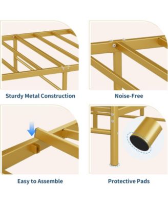 Twin Kids Bed Frame with Headboard & Footboard, Heart-Shaped Metal Platform Bed, Heavy-Duty Steel Slats, Quiet Design, No Box Spring