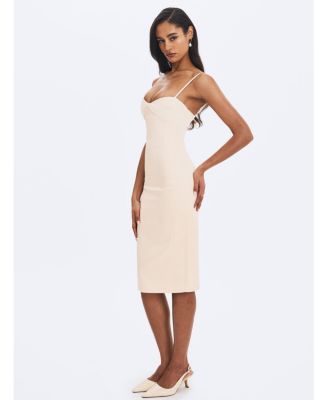 Women's Gracie Butter Ruched Satin Midi Dress