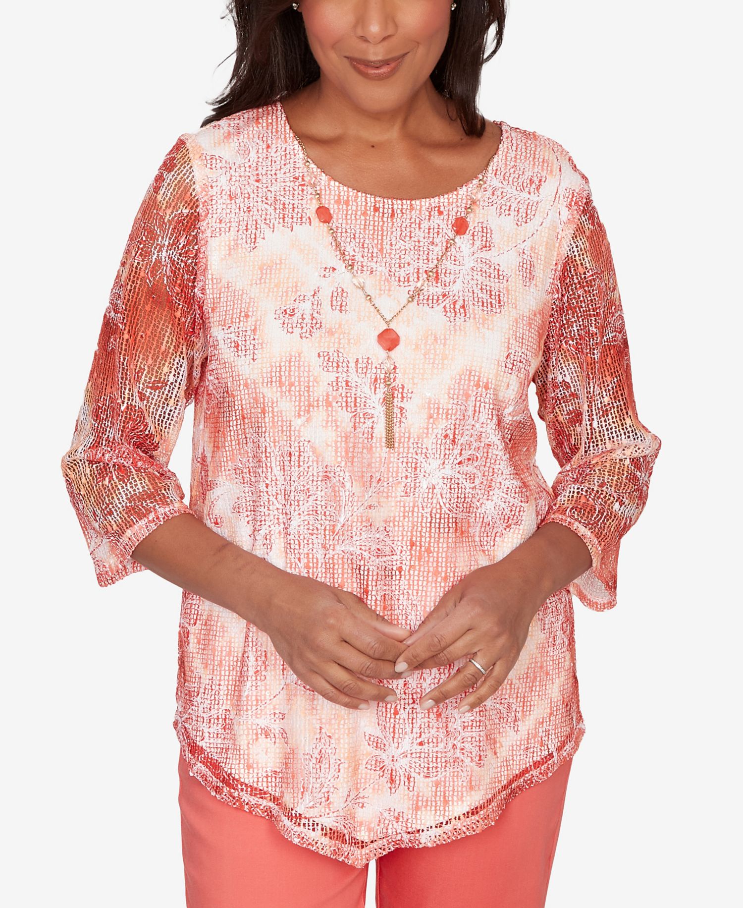 Women's Resort Living Batik Tie Dye Chevron Top