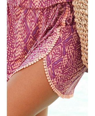 Women's Keyhole Crochet Hem Short Cover Up Dress