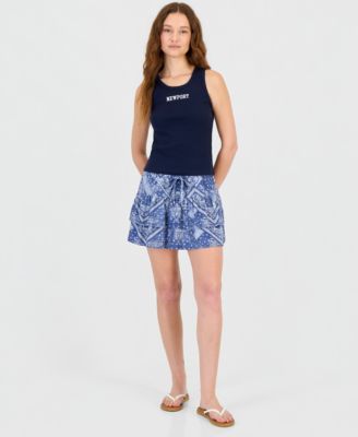 Juniors' Tiered Drawstring Mini Skort