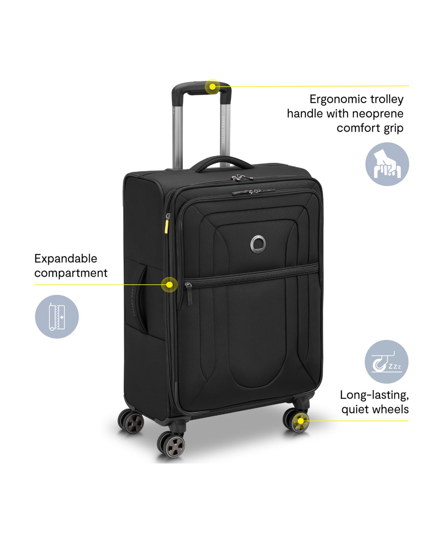 Чемодан Delsey Paris Shadow DLX Medium Check-In Spinner, цвет: Чёрный — фото 3