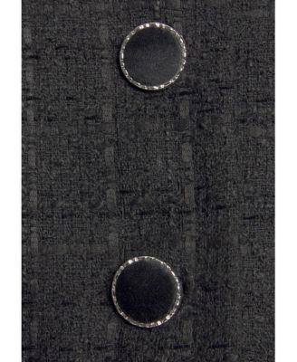 Women's Round Neckline Button Up Tweed Jacket